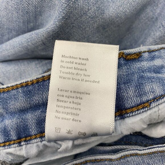 KANCAN 3/25 Low Rise Light Wash Distressed Thrashed Skinny Jeans 90s Y2K Biker - Picture 8 of 16